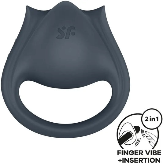 Satisfyer Perfect Pair 2 Multivibrator 2 in 1 Penis Ring & Finger Stimulator Grau