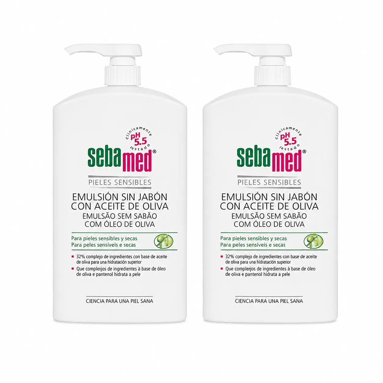 Sebamed Seifenfreie Emulsion Gel mit Olivenöl 1000 ml, 2er Pack