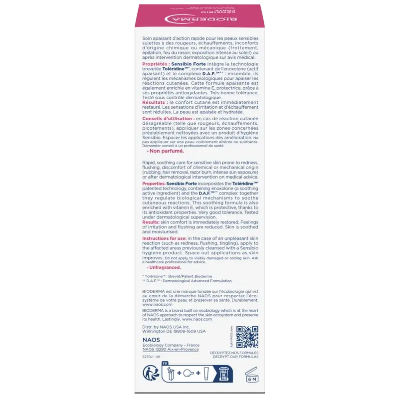 BIODERMA Sensibio Forte Gesichtscreme für empfindliche/geschädigte Haut