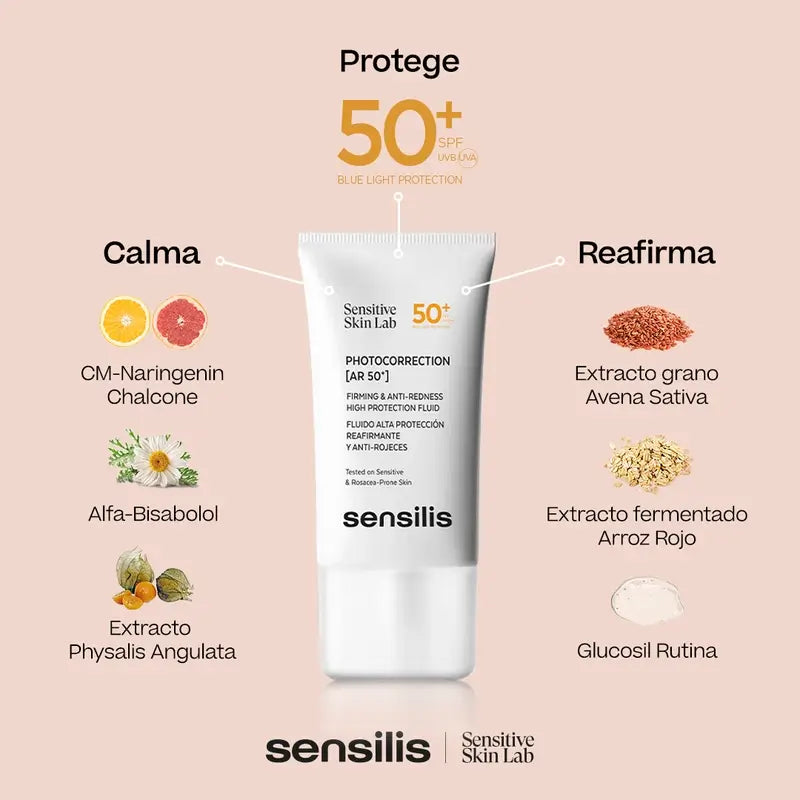 Sensilis Photokorrektur [Ar SPF 50+] Straffendes und Anti-Rötungen Fluid 40 ml