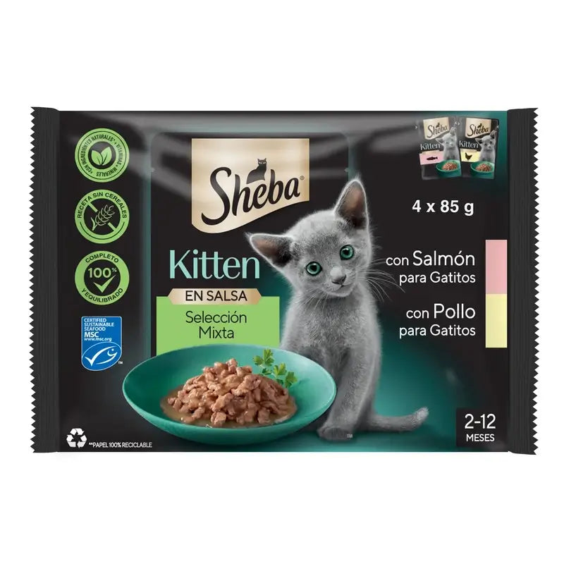 Sheba Kätzchen Pouch Mix für Katzen 13X4X85Gr
