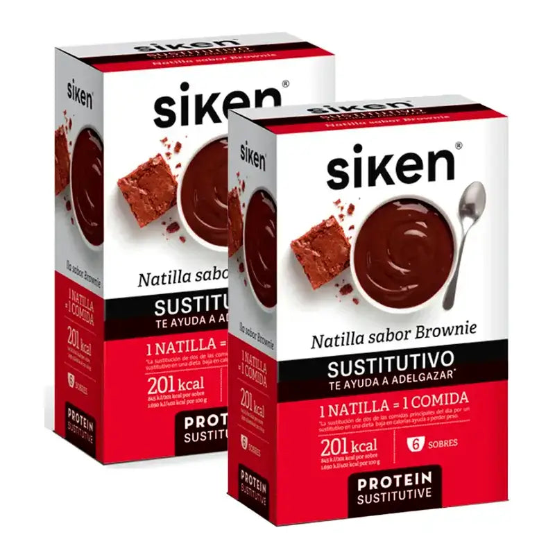 Siken Brownie-Custard-Ersatz, Packung mit 2 x 6 Beuteln
