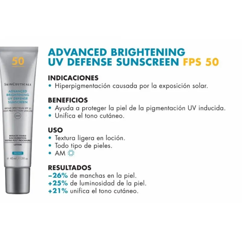 SkinCeuticals Advanced Brightening Uv Defense SPF 50 Anti-Blemish Sonnenschutzmittel 40 ml