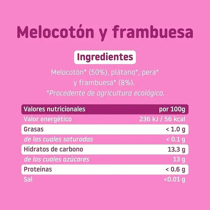 Smileat Bio Himbeere & Pfirsich Fruchtglas, Packung 6 x 130 Gr