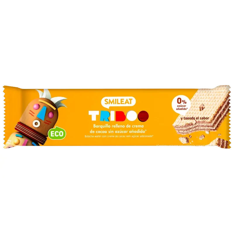 Smileat Waffel mit Kakaosahnefüllung, 30 gr ECO