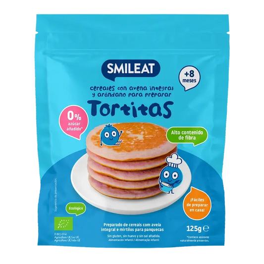 Smileat Mix Vollkornhaferflocken und Heidelbeerpfannkuchen , 125 gr ECO