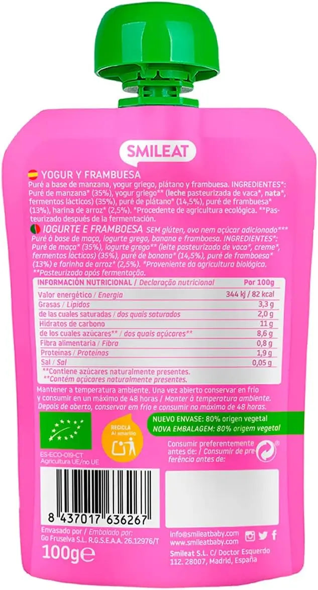 Smileat Beutel Joghurt und Himbeere Eco 100 g