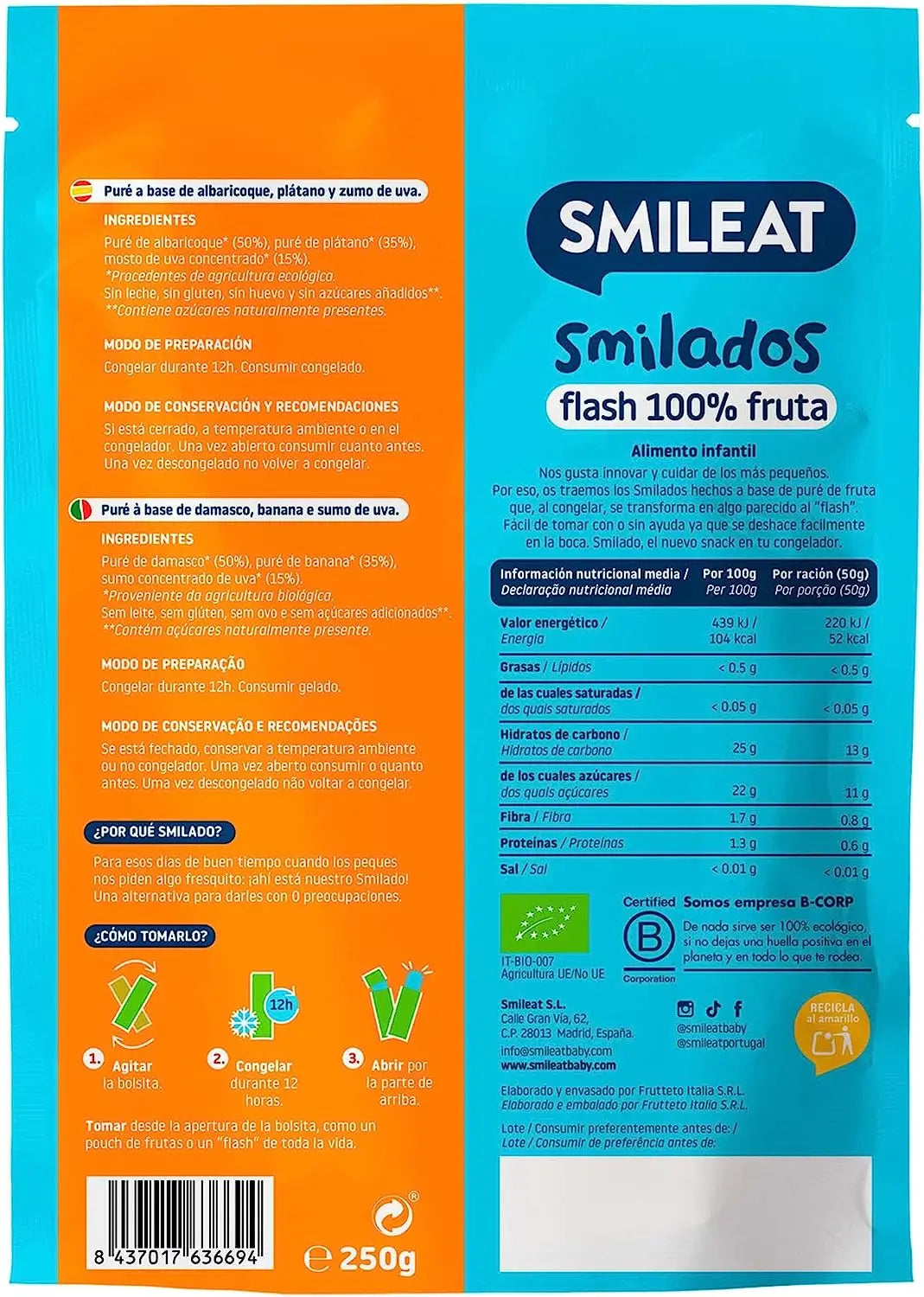 Smileat Lächelnd Aprikose-Banane Smileat Eco 50G