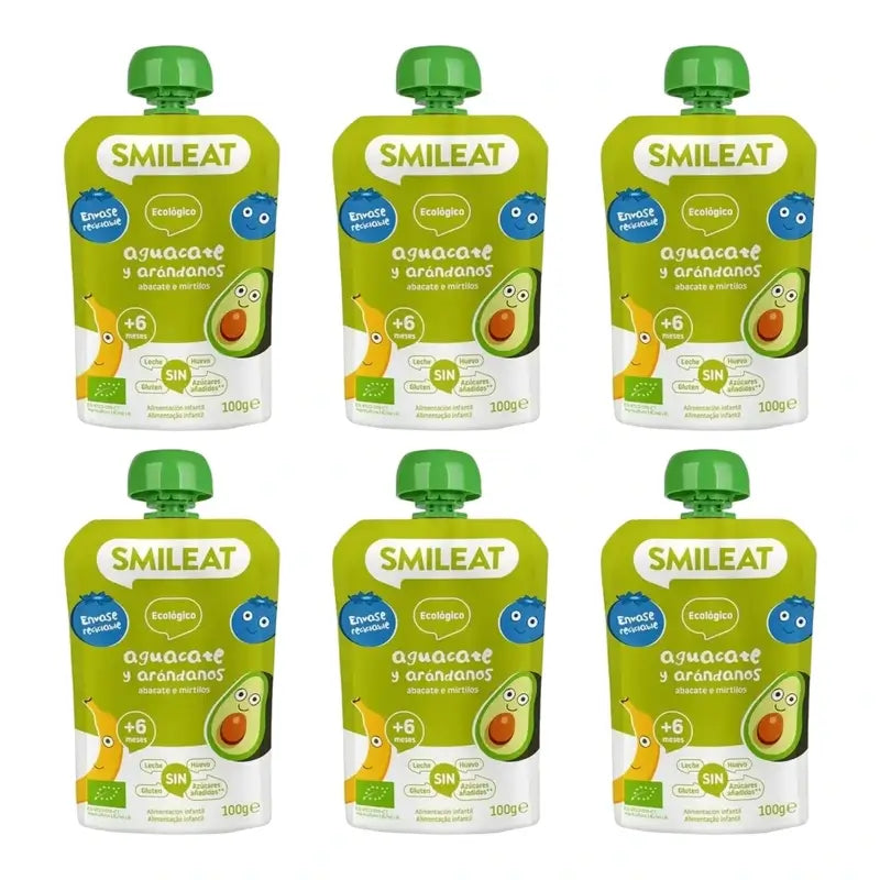 Smileat-Beutel Avocado und Heidelbeere 100 g, 6er-Pack
