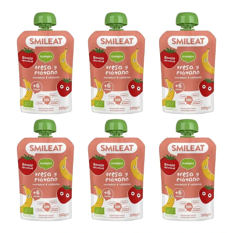 Smileat-Beutel Erdbeere und Banane 100 g, 6er-Pack