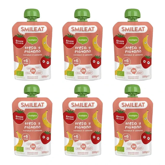 Smileat-Beutel Erdbeere und Banane 100 g, 6er-Pack