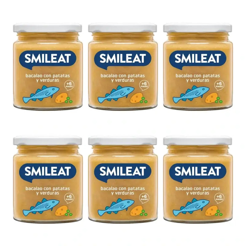 Smileat Gläschen mit Kabeljau, Kartoffeln und Gemüse, 230 g, 6er-Pack