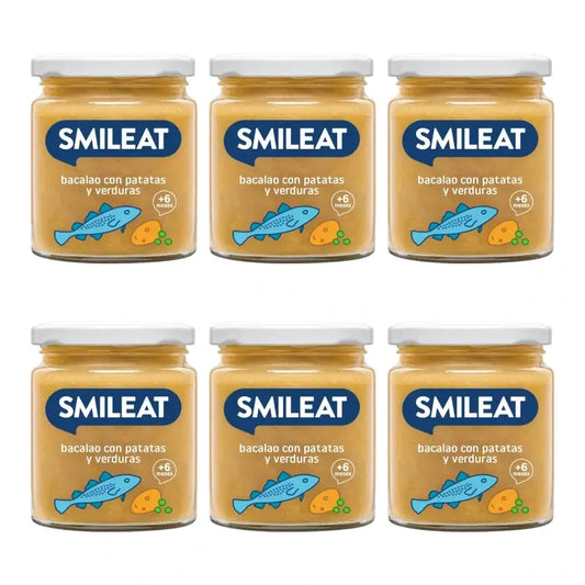 Smileat Gläschen mit Kabeljau, Kartoffeln und Gemüse, 230 g, 6er-Pack