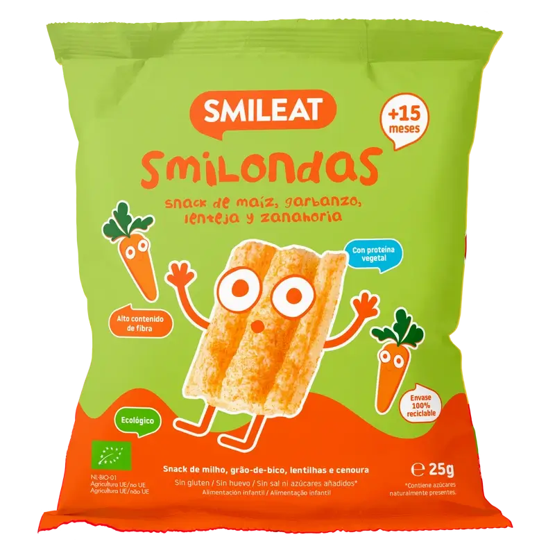 Smileat Smilondas Mais-Gemüse-Karotten-Snack, 25 Gramm