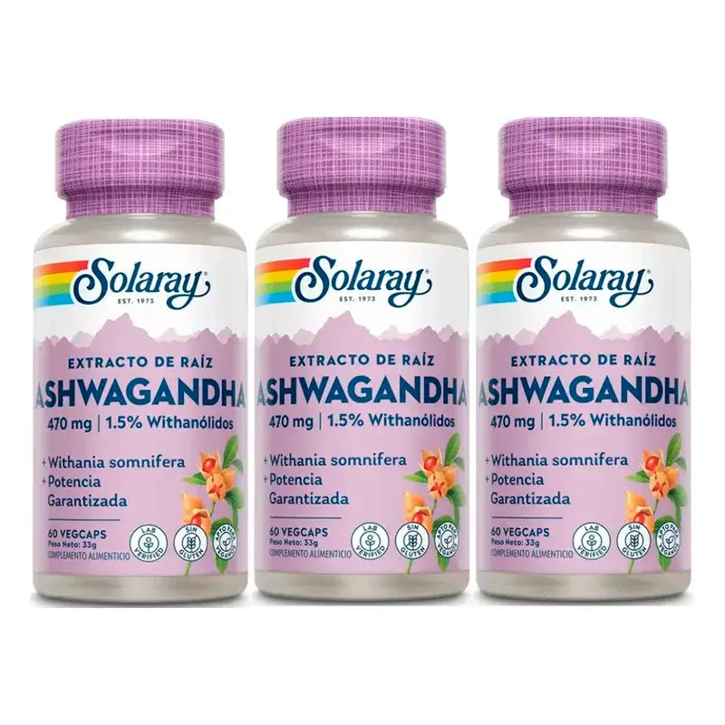 Solaray Ashwagandha 470 Mg Veggie Pack 3 x 60 Kapseln