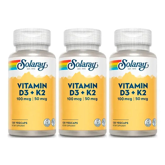 Solaray Vitamin D3 & K2 (Mk7) Packung 3 x 120 Kapseln