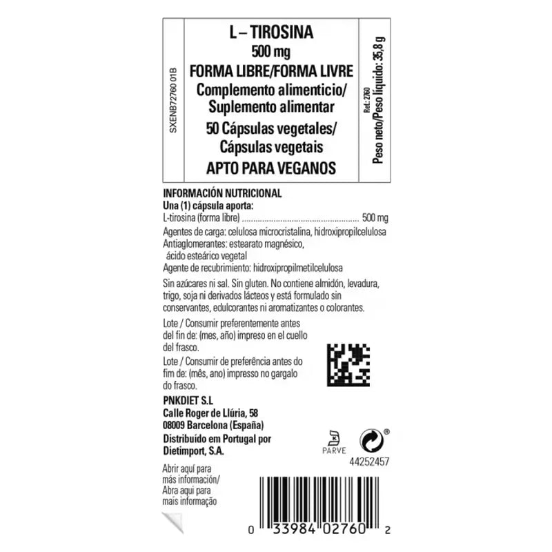 Solgar L-Tyrosin 500mg, 50 Veggie-Kapseln