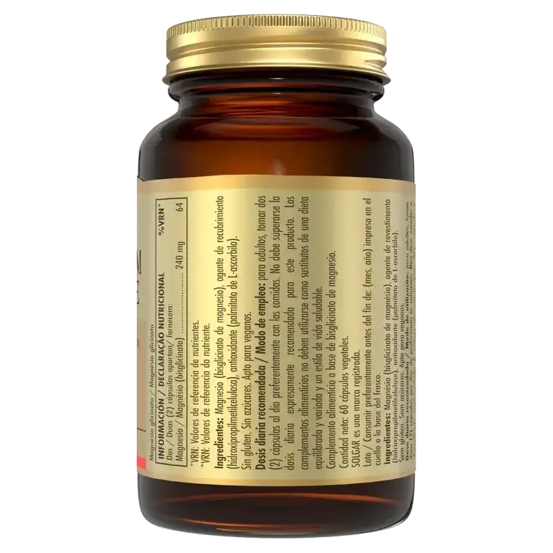 Solgar Magnesium Bisglycinat, Packung 2 x 60 Veggie-Kapseln