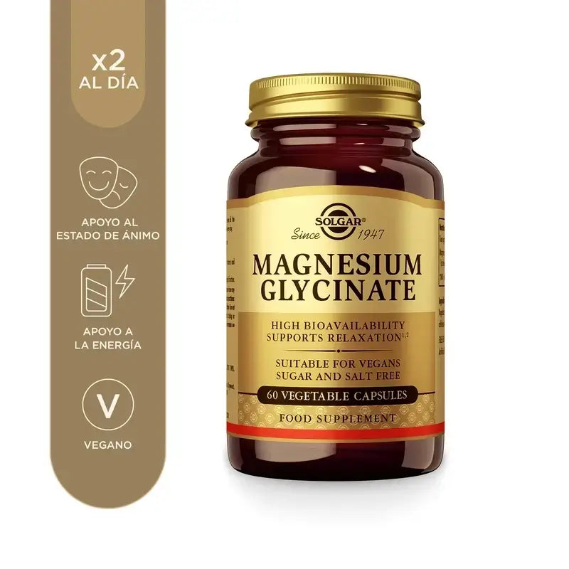 Solgar Magnesium Bisglycinat, Packung 2 x 60 Veggie-Kapseln