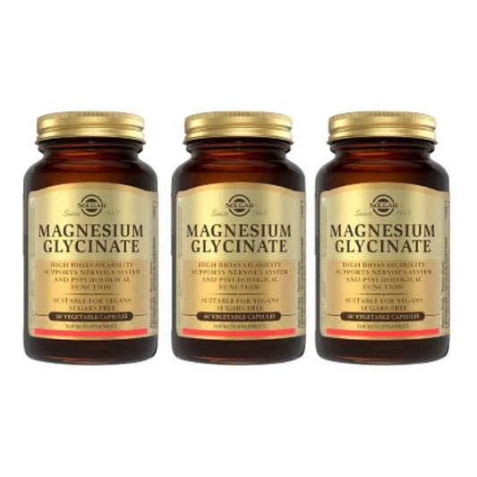 Solgar Magnesium Bisglycinat, Packung 3 x 60 Veggie-Kapseln