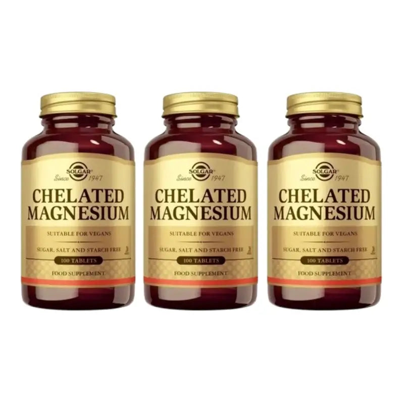 Solgar Magnesium Chelated Pack 3 x 100 Tabletten