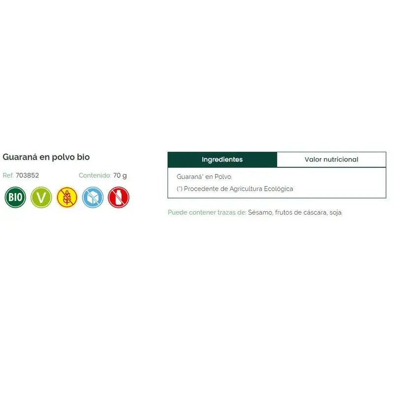 Solnatural Guarana-Pulver Bio , 70 g