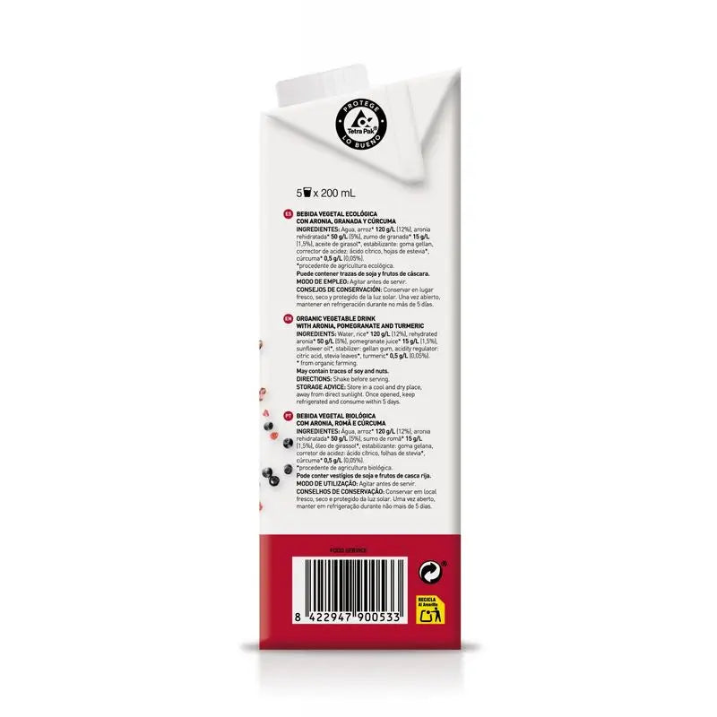Soria Natural Arogran Reis Getränk mit Aronia Granatapfel 1Lt 6Ud