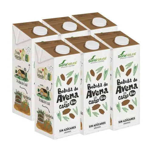 Soria Natural Pflanzliches Hafergetränk mit Kakao, 6 x 1 l