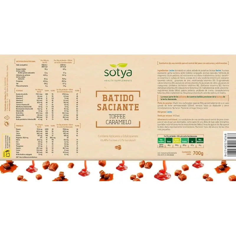Sotya Sättigende Smoothies Toffee-Karamell-Geschmackspulver, 550 Gr