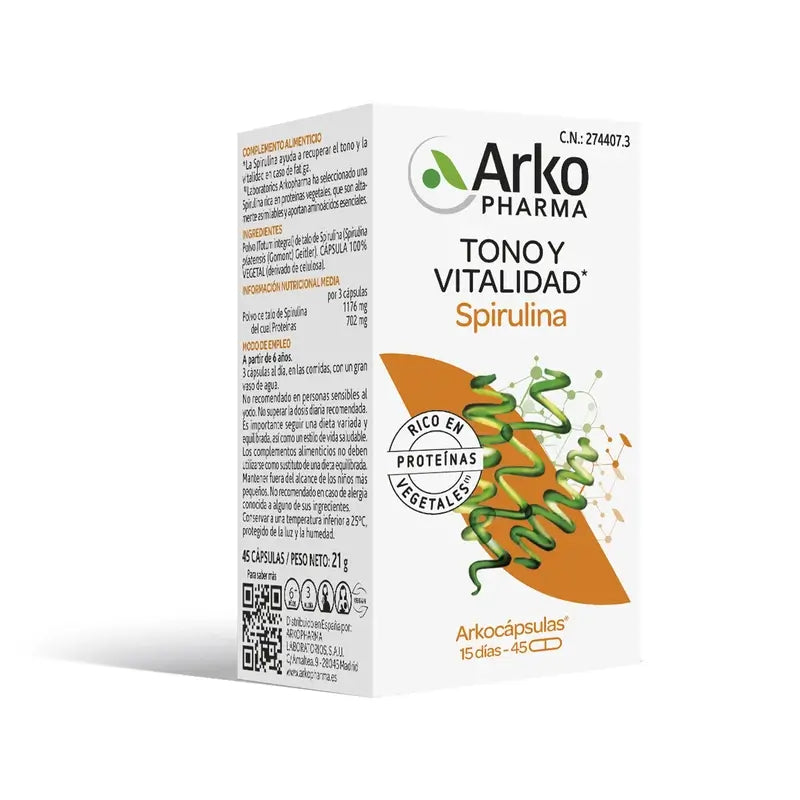 Arkopharma Arkocápsulas Spirulina Bio, 45 Kapseln