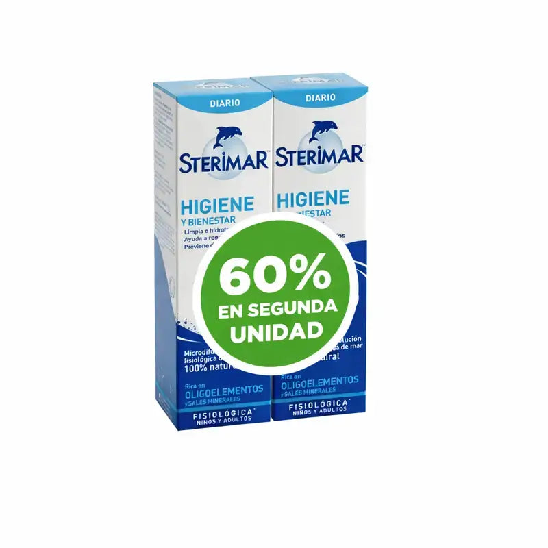 Sterimar gegen verstopfte Nase, 60 % Rabatt auf die zweite Packung, 100 + 100 ml