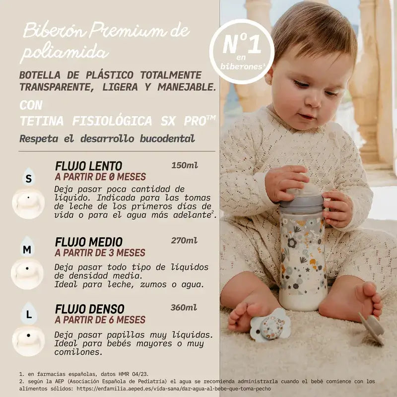 Suavinex Babyflasche 150 ml, Slow Flow (S), +0 Monate, Wonderland Pink