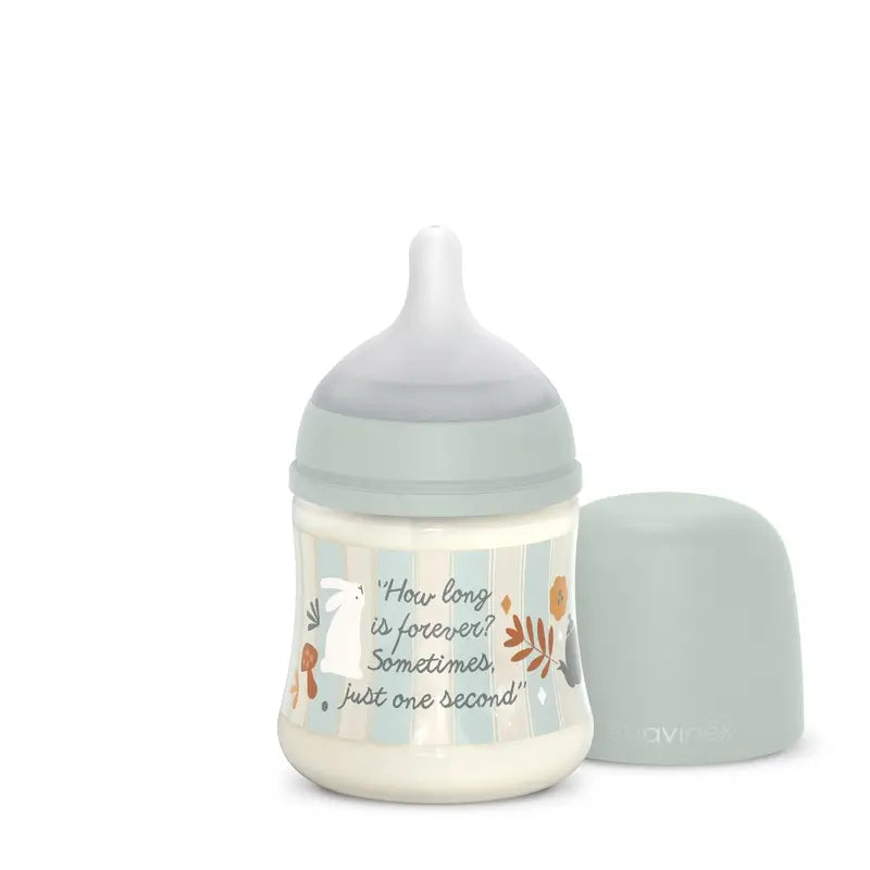 Suavinex Babyflasche 150 ml, Slow Flow (S), +0 Monate, Wonderland Grün