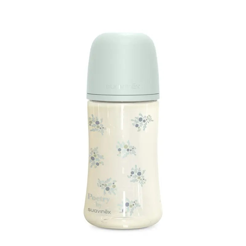 Suavinex Babyflasche 270 ml, Medium Flow (M), +3 Monate, Poesie Blau