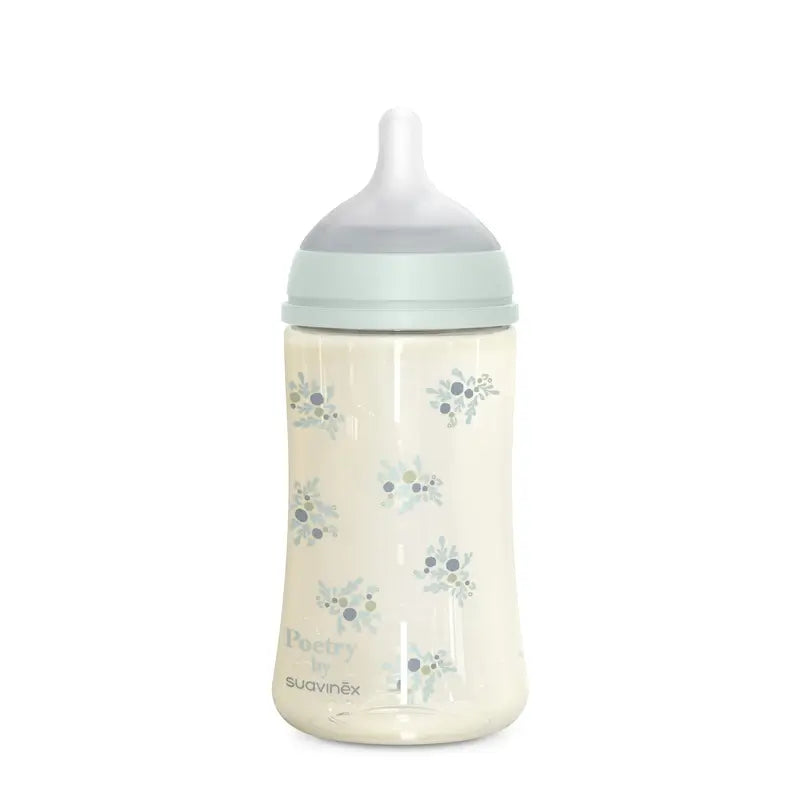 Suavinex Babyflasche 270 ml, Medium Flow (M), +3 Monate, Poesie Blau