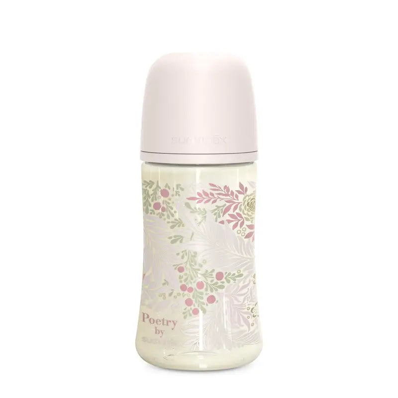 Suavinex Babyflasche 270 ml, Medium Flow (M), +3 Monate, Poesie Pink