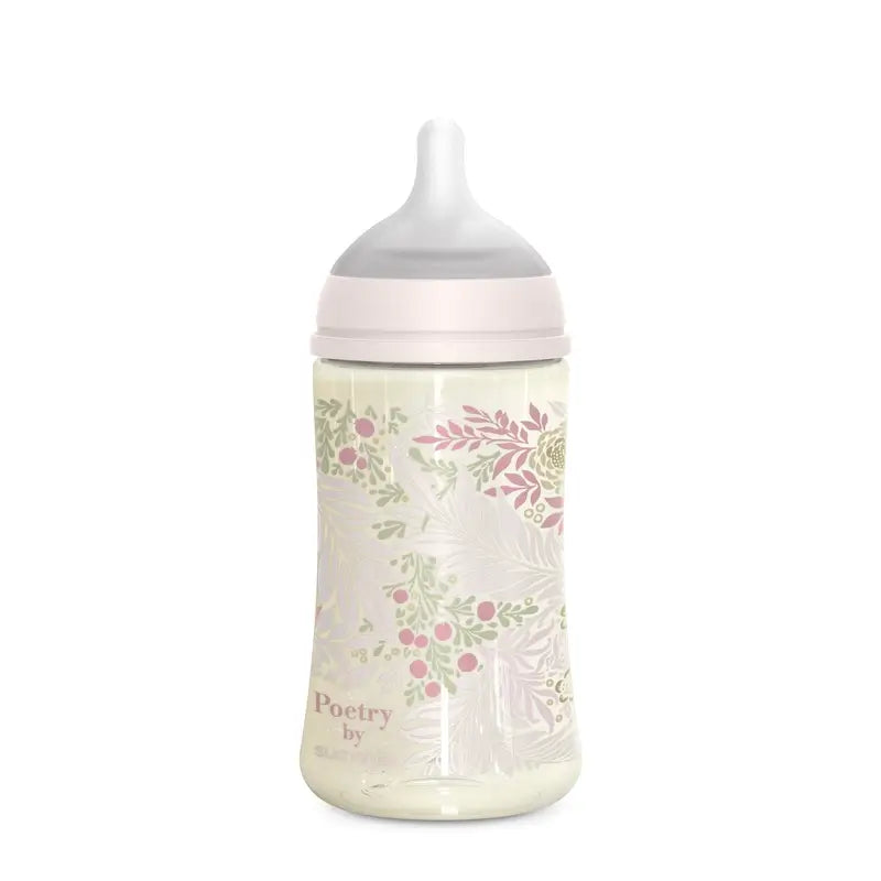 Suavinex Babyflasche 270 ml, Medium Flow (M), +3 Monate, Poesie Pink