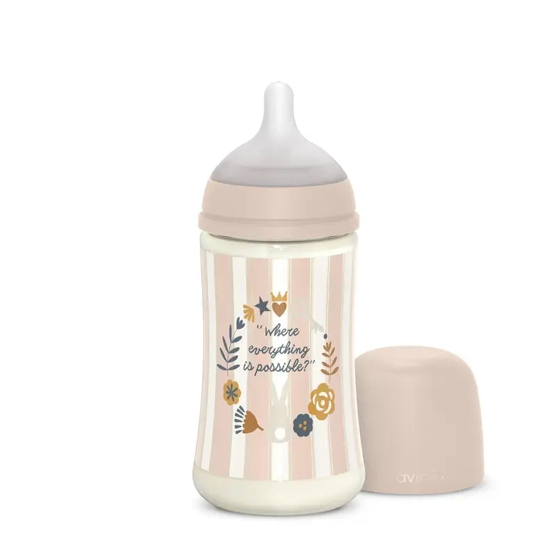 Suavinex Babyflasche 270 ml, Medium Flow (M), +3 Monate, Wonderland Pink