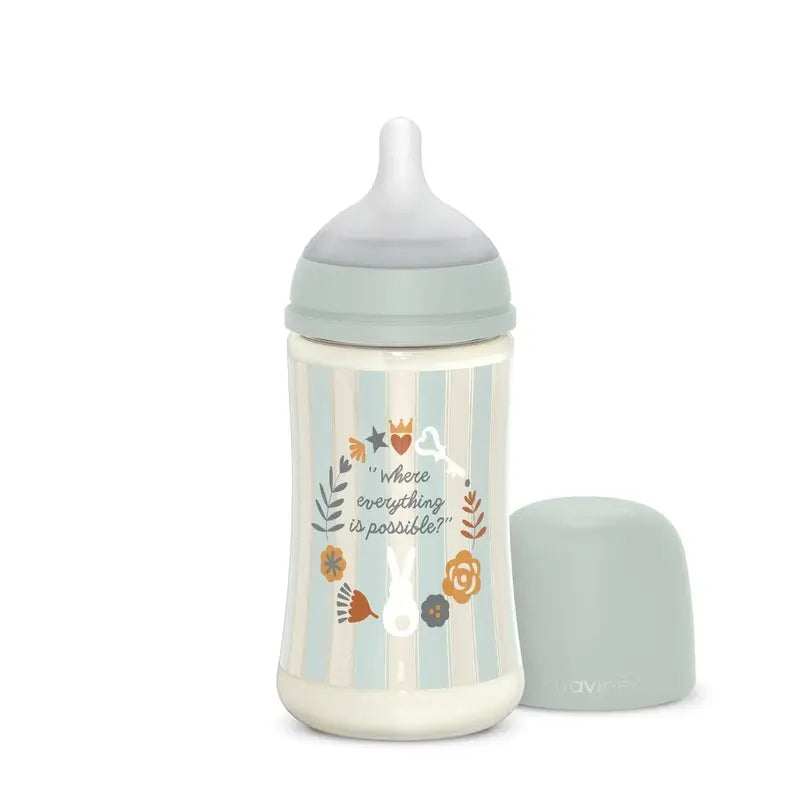 Suavinex Babyflasche 270 ml, Medium Flow (M), +3 Monate, Wonderland Grün