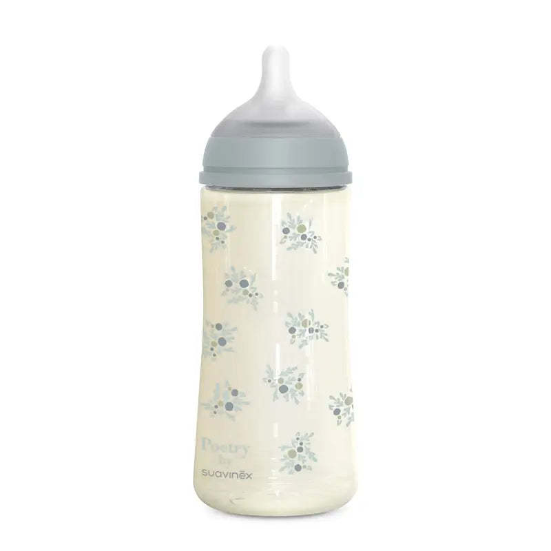 Suavinex Babyflasche 360 ml, Dense Flow (L), +6 Monate, Poesie Blau