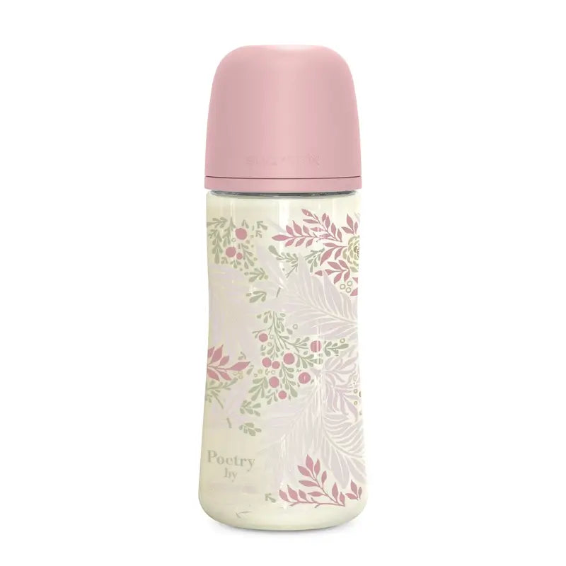 Suavinex Babyflasche 360 ml, Dense Flow (L), +6 Monate, Poesie Rosa