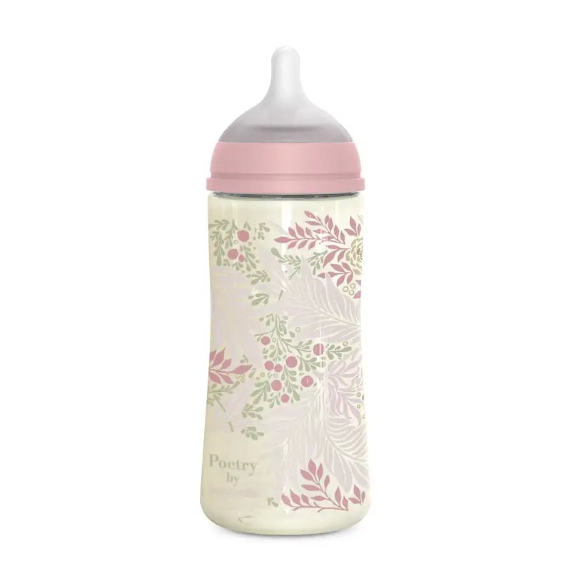 Suavinex Babyflasche 360 ml, Dense Flow (L), +6 Monate, Poesie Rosa