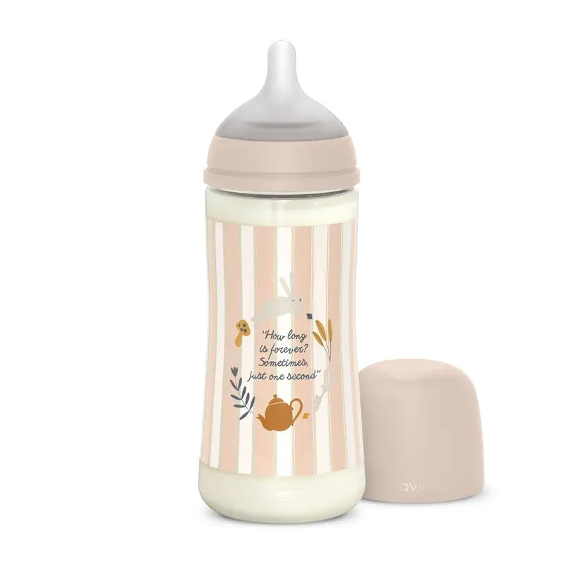 Suavinex Babyflasche 360 ml, Dense Flow (L), +6 Monate, Wonderland Pink
