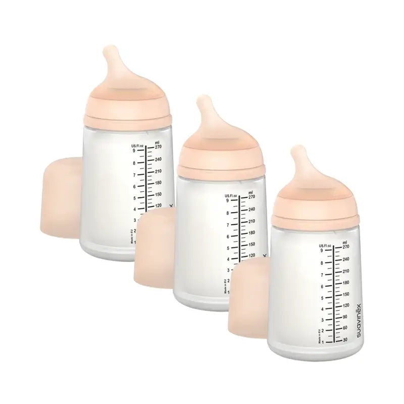Suavinex Anti-Kolik-Flasche Zero Zero 270 Ml, mittlerer Durchfluss (M), +3 Monate, Fair, 3 Einheiten