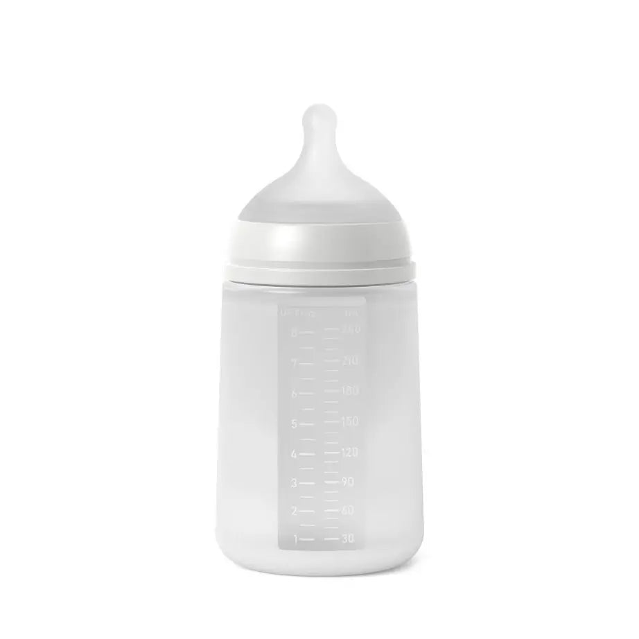 Suavinex Babyflasche mit Silikonflasche 240 ml, Physiologischer Sauger Sx Pro, Medium Flow (M). +3 Monate. Farbe Essenz, Grau
