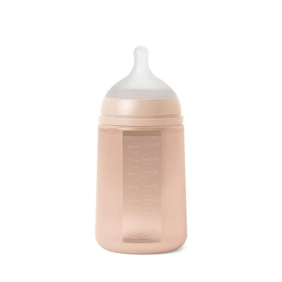 Suavinex Babyflasche mit Silikonflasche 240 ml, Physiologischer Sauger Sx Pro, Medium Flow (M). +3 Monate. Farbe Essenz, Nackt