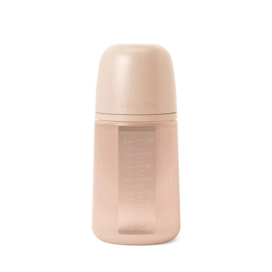Suavinex Babyflasche mit Silikonflasche 240 ml, Physiologischer Sauger Sx Pro, Medium Flow (M). +3 Monate. Farbe Essenz, Nackt