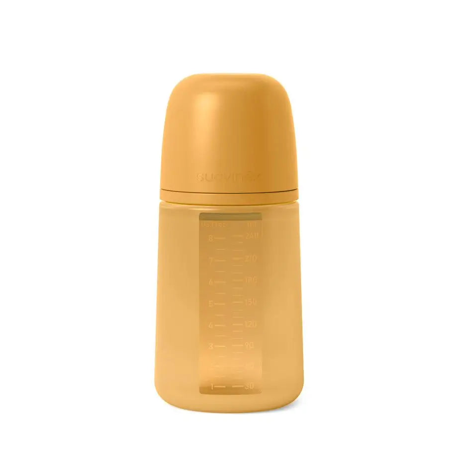 Suavinex Babyflasche mit Silikonflasche 240 ml, Physiologischer Sauger Sx Pro, Medium Flow (M). +3M. Farbe Essenz, Senf