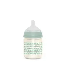 Suavinex Biberón De Vidrio De 120 Ml. Tetina Fisiológica Sx Pro De Silicona. Biberón De Flujo Lento. +0 Meses. Bonhomia, Verde