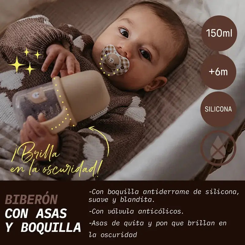 Suavinex Nachtflasche Night & Day +6 Monate Wild&Free Grau, 150 ml